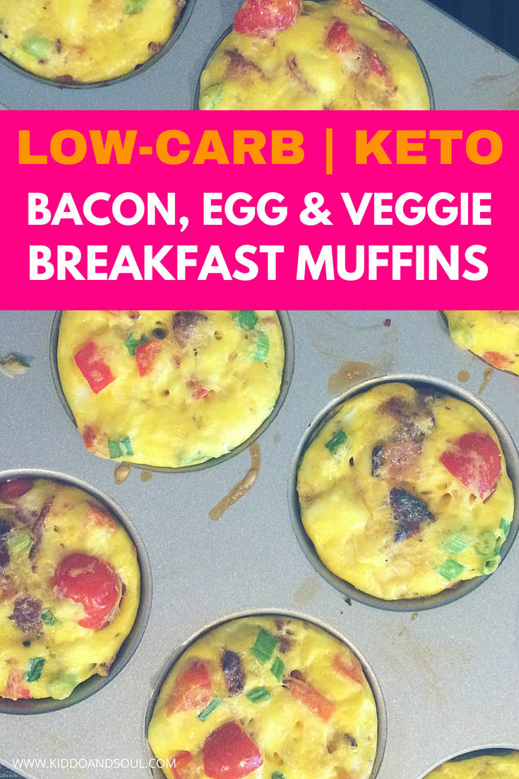 These keto friendly bacon, egg and veggie breakfast muffins are easy to make and our great for meal prep!