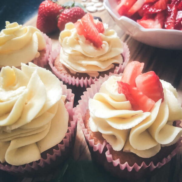 Low Carb Strawberry Shortcake Cupcakes (No sugar or grains!)