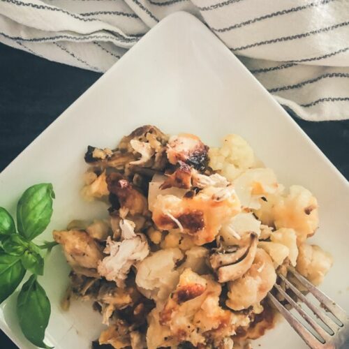 A quick easy dinner rotisserie chicken and cauliflower au gratin