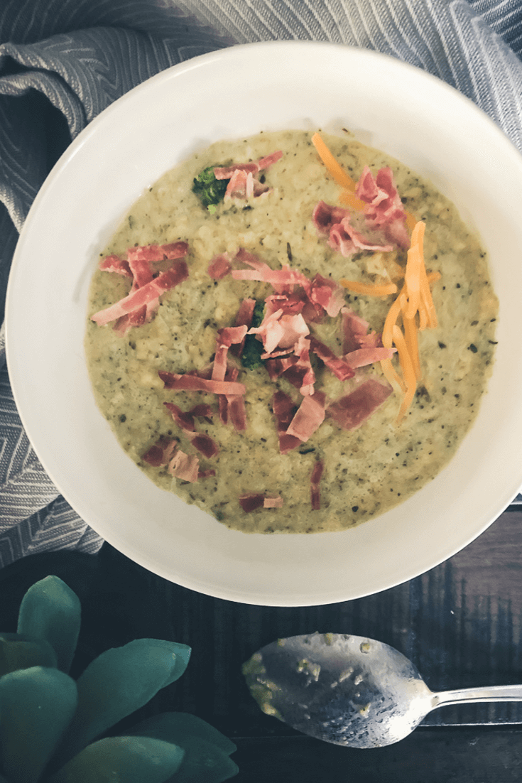 This slow cooker broccoli and cheese keto soup screams cozy weather